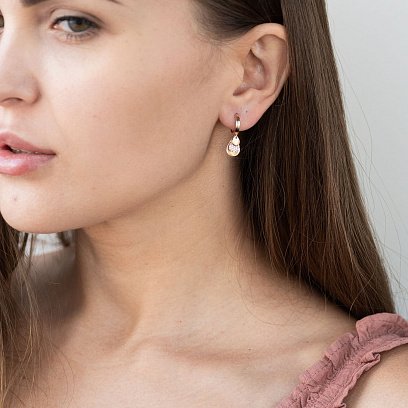 Золотые серьги "Капельки" с фианитами с07020 №2