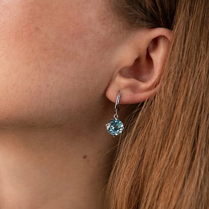 Золотые серьги "Влечение" с голубым топазом с05290 №3