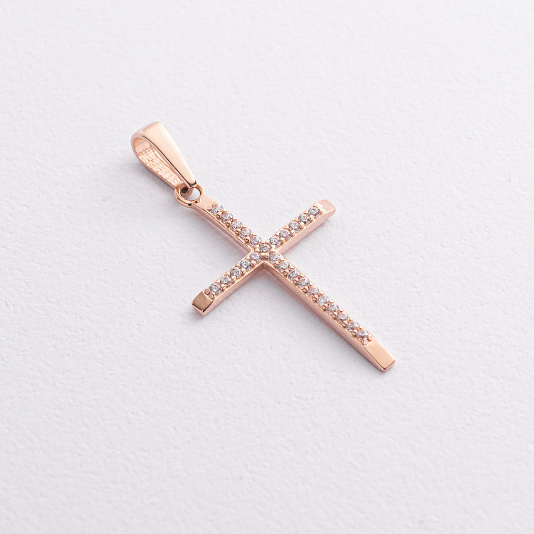 Крестик в красном золоте (фианиты) п04019 от ювелирного магазина Оникс