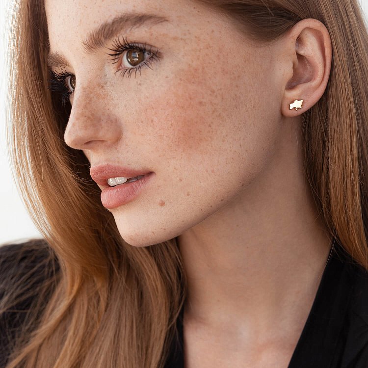 Золотые серьги - пусеты "Карта Украины" с07940 от ювелирного магазина Оникс - 6