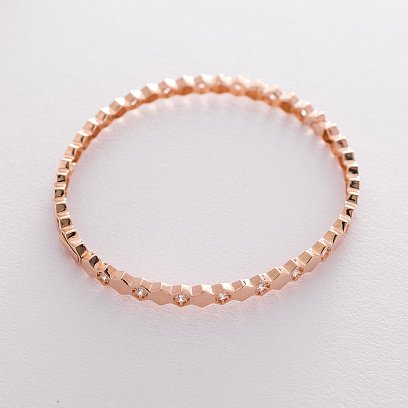 Жесткий золотой браслет с фианитами б04190