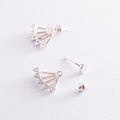 Серьги - джекеты "Фрида" в серебре 123236 №4