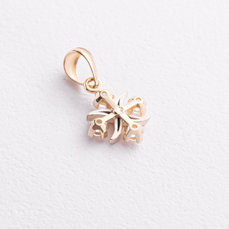 Кулон "Клевер" с фианитами (желтое, белое золото) п04106 от ювелирного магазина Оникс - 1