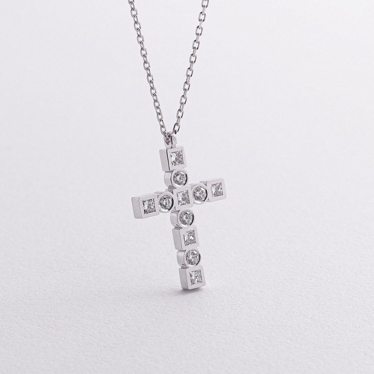 Золотое колье "Крестик" с бриллиантами 742621121 от ювелирного магазина Оникс