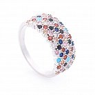 Серебряное кольцо с разноцветными фианитами 112157 от ювелирного магазина Оникс