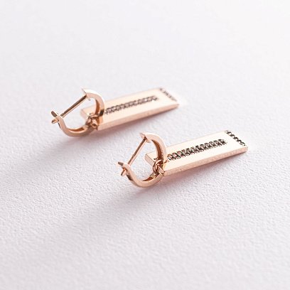 Серьги в красном золоте с фианитами с07163 №3