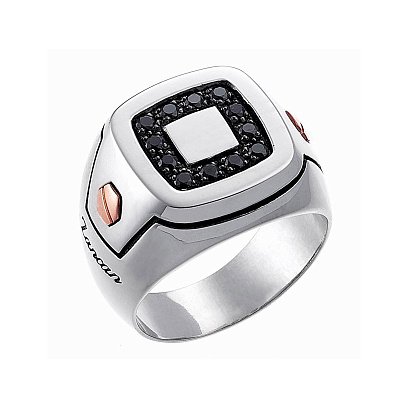 Мужское кольцо - печатка c эмалью и шпинелью ZANCAN EXA017MR