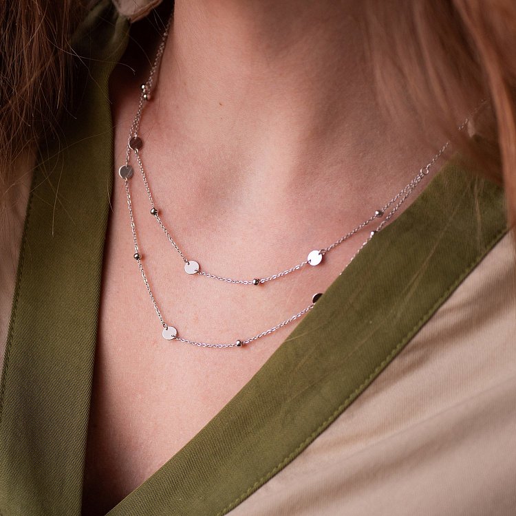 Кольє з монетками в білому золоті 860402В від ювелірного магазину Онікс - 4