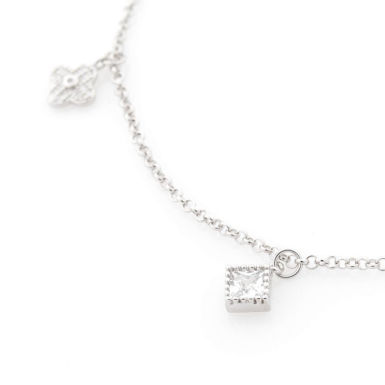 Серебряный браслет "Клевер" на ногу 141238 от ювелирного магазина Оникс - 1