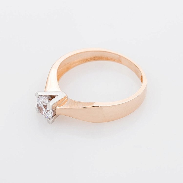 Золотое помолвочное кольцо (фианиты) к03470 от ювелирного магазина Оникс - 1