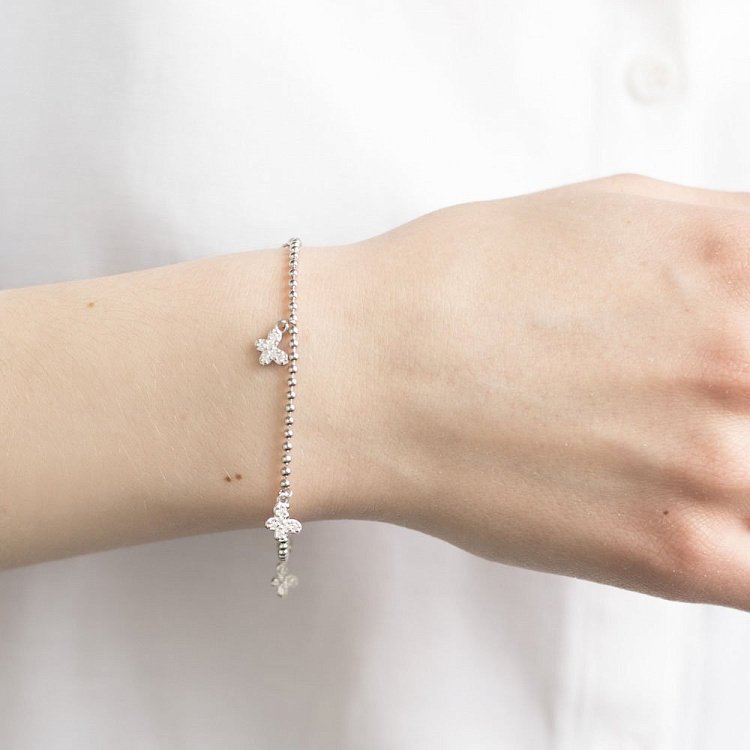 Срібний браслет з метеликами (фіаніт) 141336 від ювелірного магазину Онікс - 4