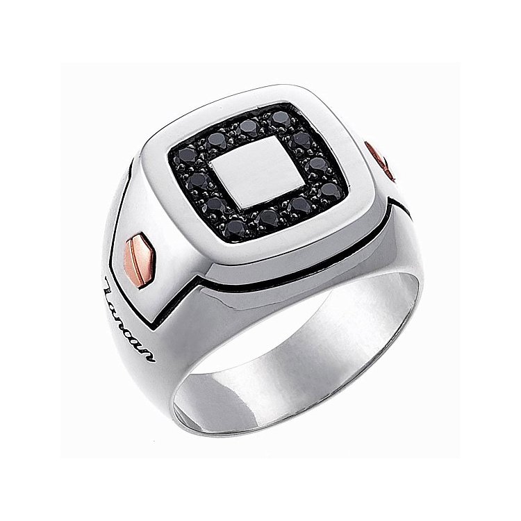 Мужское кольцо - печатка c эмалью и шпинелью ZANCAN EXA017MR от ювелирного магазина Оникс