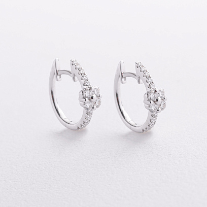 Золотые серьги "Цветочки" с бриллиантами сб0654ri