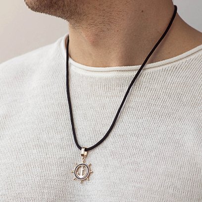 Кулон "Якір" з чорними фіанітами (червоне золото) п02744 №2