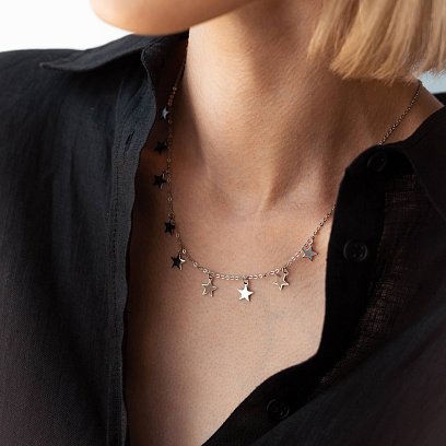 Срібне кольє "Зірочки" 181199 №5