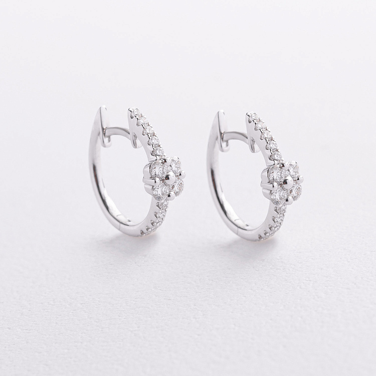 Золотые серьги "Цветочки" с бриллиантами сб0654ri от ювелирного магазина Оникс