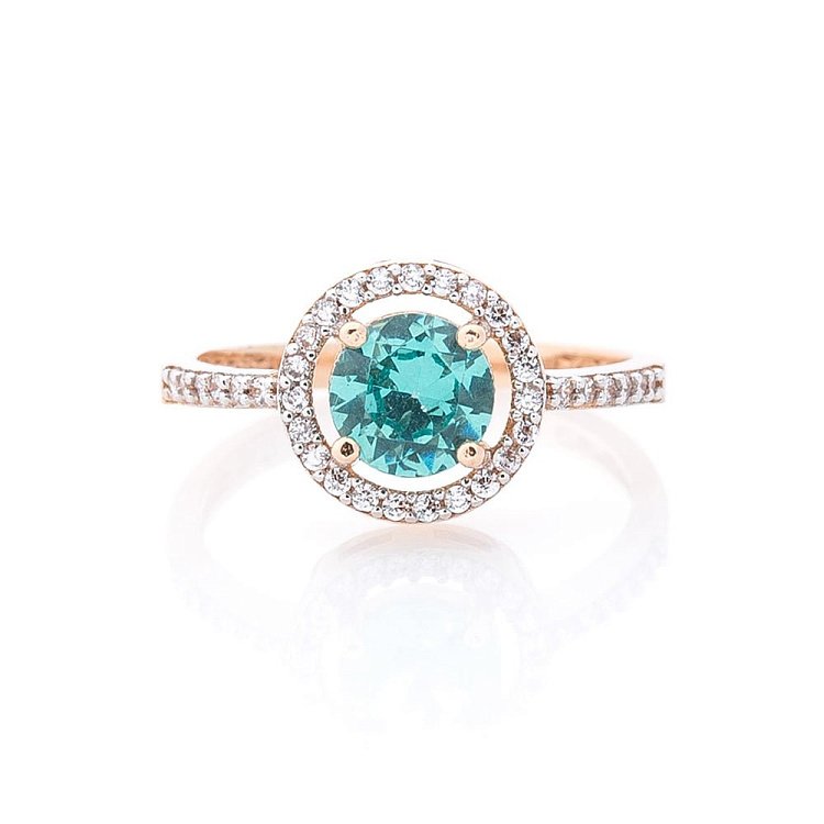 Золота каблучка (празиолит, фіаніти) к05670 від ювелірного магазину Онікс - 2