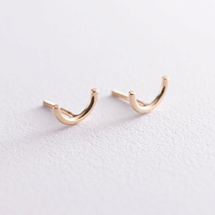 Серьги - пусеты "Дуга" в желтом золоте с07074 от ювелирного магазина Оникс - 7