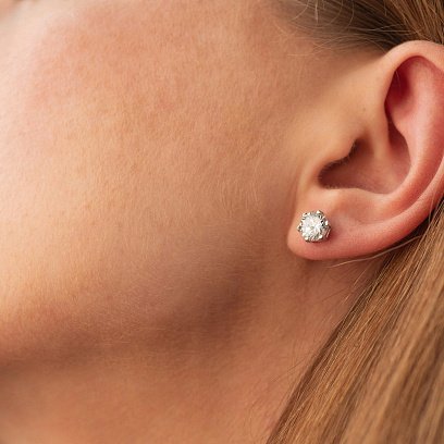 Серьги - пусеты с фианитами (белое золото) с08921 №4