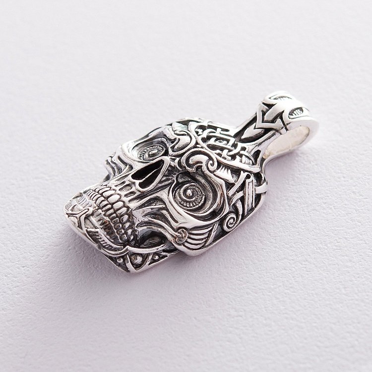 Срібна підвіска "Череп" (чорніння) 132570 від ювелірного магазину Онікс - 3