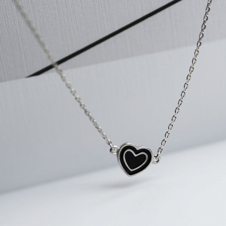 Срібне кольє "Сердечко" (емаль, фіаніти) 18647 від ювелірного магазину Онікс - 10