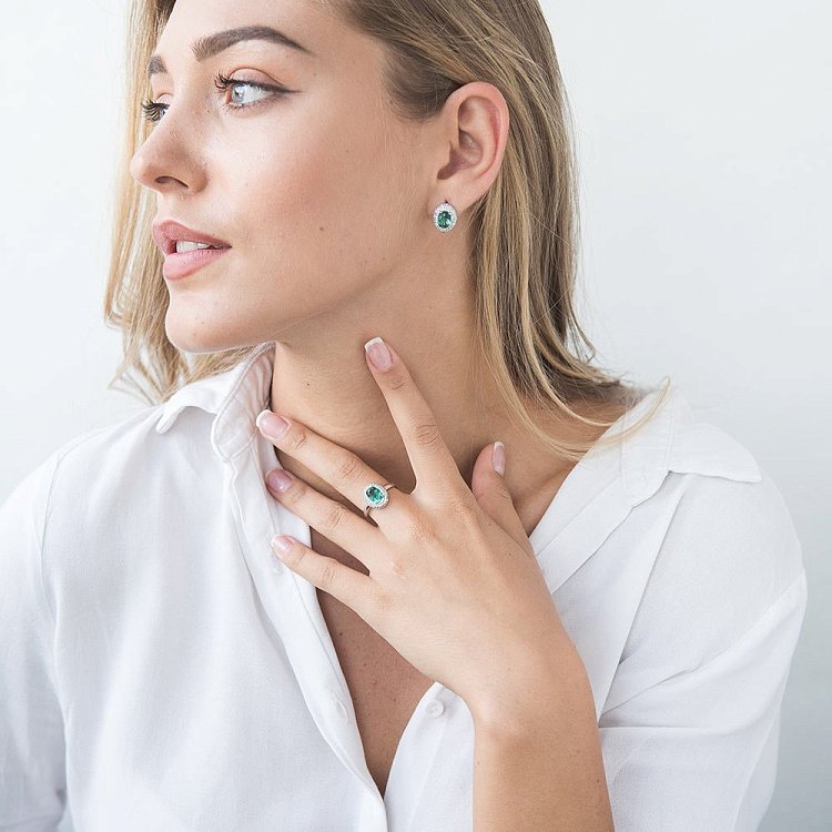 Золота каблучка (празиолит, фіаніти) к04661 від ювелірного магазину Онікс - 4