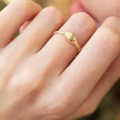 Золотое кольцо "Змей Уроборос" к07001 №4