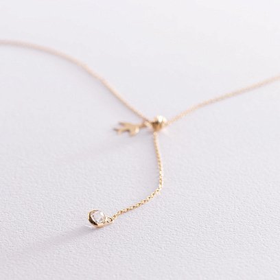 Кольє "Ластівка" в жовтому золоті (фіаніт) кол01859 №4