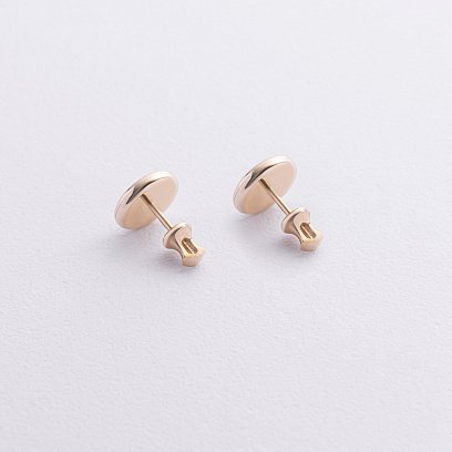 Золотые серьги - пусеты "Клевер" с черными бриллиантами 341161622 №3