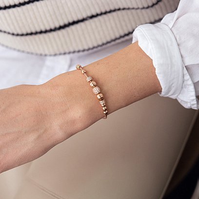 Браслет "Кульки" у червоному золоті (фіаніти) б04979 №4