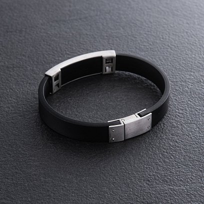 Каучуковый браслет "Карта Украины" с серебряными вставками 10812 №6