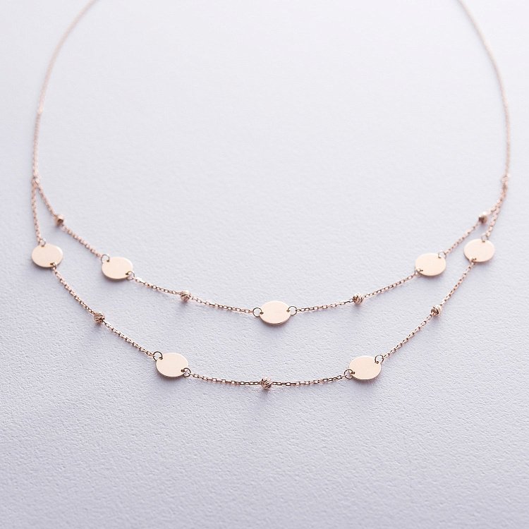 Золотое колье с монетками кол01409 от ювелирного магазина Оникс - 3