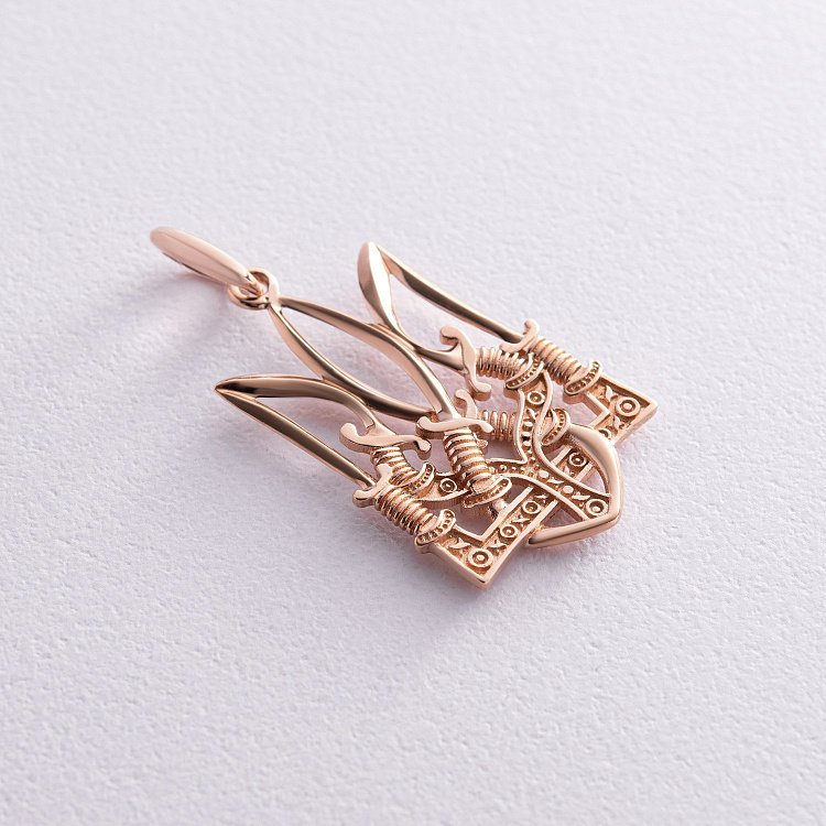 Підвіска "Тризуб з шаблями" у червоному золоті п03803 від ювелірного магазину Онікс - 6