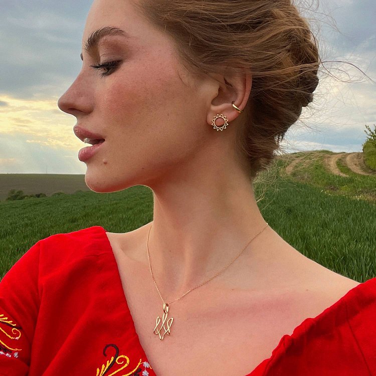 Золотий кулон "Герб України - Тризуб" п03686 від ювелірного магазину Онікс - 10