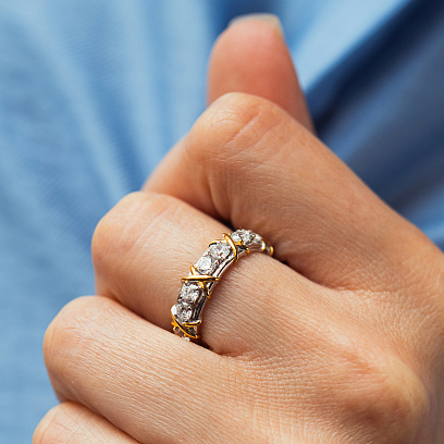 Серебряное кольцо "Rosie" с фианитами 112857 №2