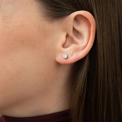 Золоті сережки - пусети з діамантами сб0088cha №4