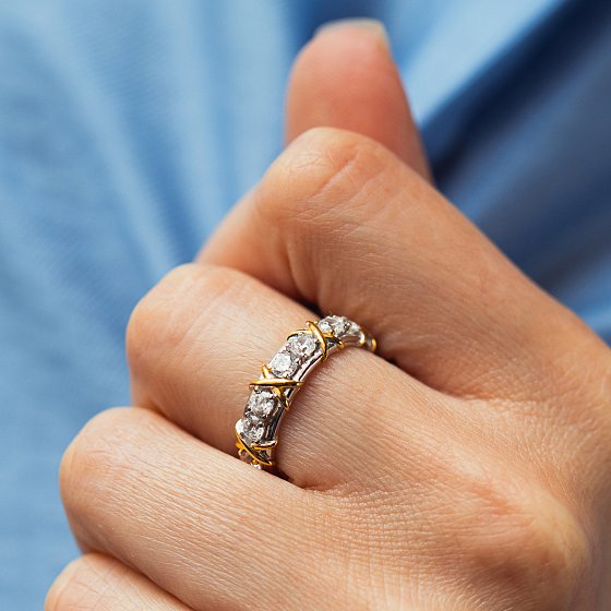 Серебряное кольцо "Rosie" с фианитами 112857 №2