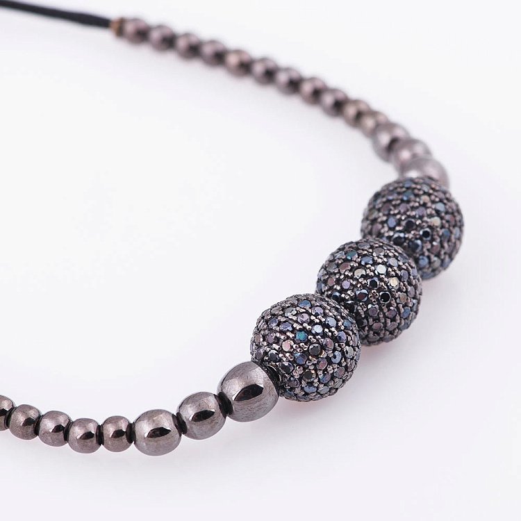 Золотий браслет "Кульки" з фіанітами б02696 від ювелірного магазину Онікс