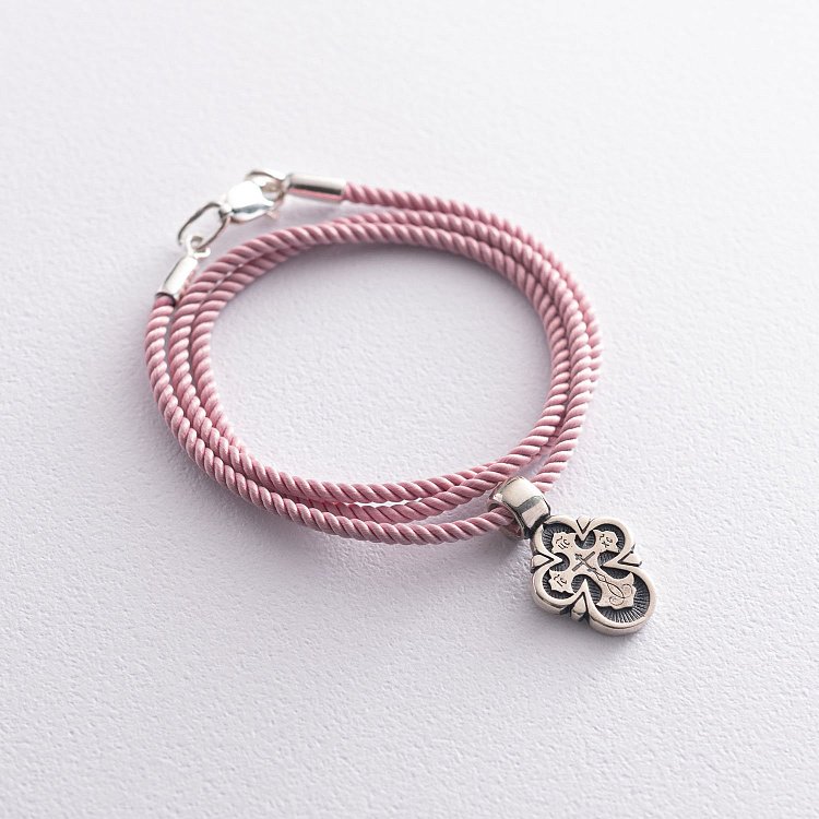 Шелковый розовый шнурок с гладкой застежкой (2мм) 18402 от ювелирного магазина Оникс - 2