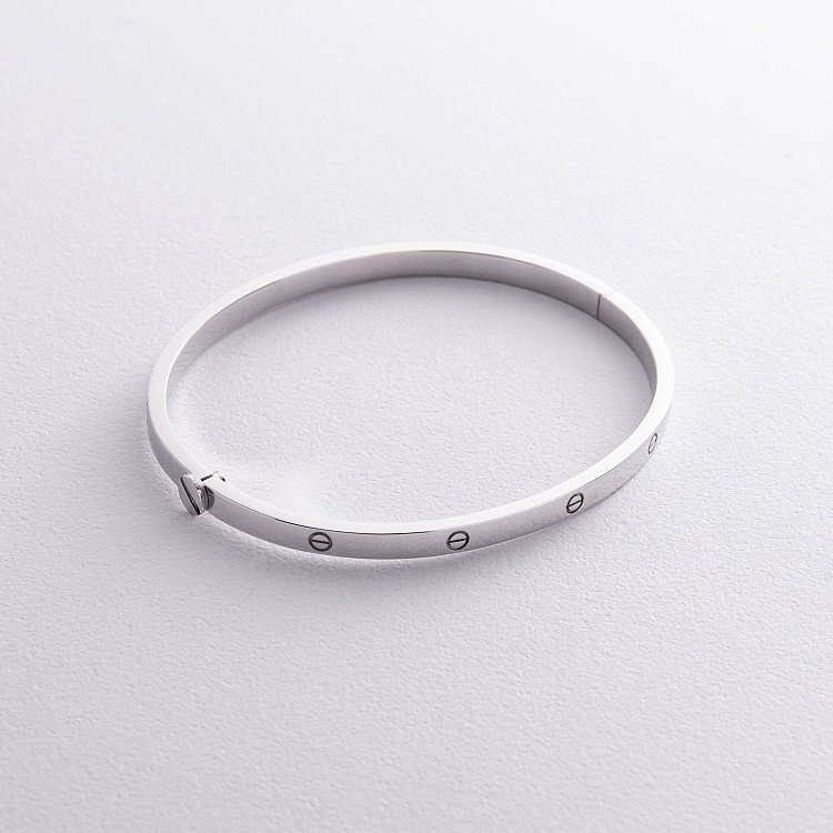 Жесткий браслет "Love" в белом золоте б05295 - 2 Жесткий браслет "Love" в белом золоте б05295 от ювелирного магазина Оникс - 2