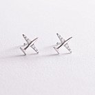 Серебряные серьги - пусеты "Самолетики" 40014 от ювелирного магазина Оникс