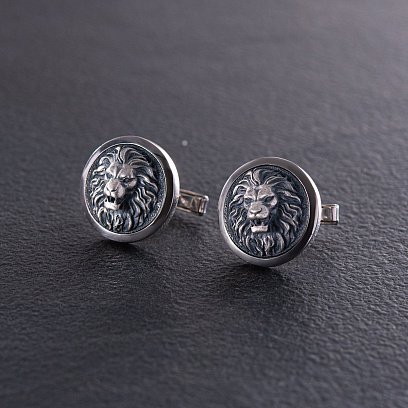 Серебряные запонки "Дикий лев" 25074 №4