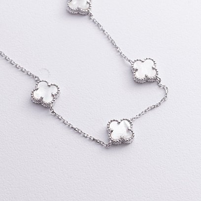 Срібне кольє "Конюшина" (перламутр) 181304 №4