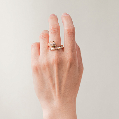 Кольцо "Змея" в красном золоте (фианиты) к08299 №5