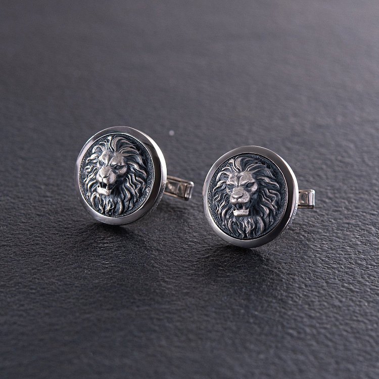 Серебряные запонки "Дикий лев" 25074 от ювелирного магазина Оникс - 3