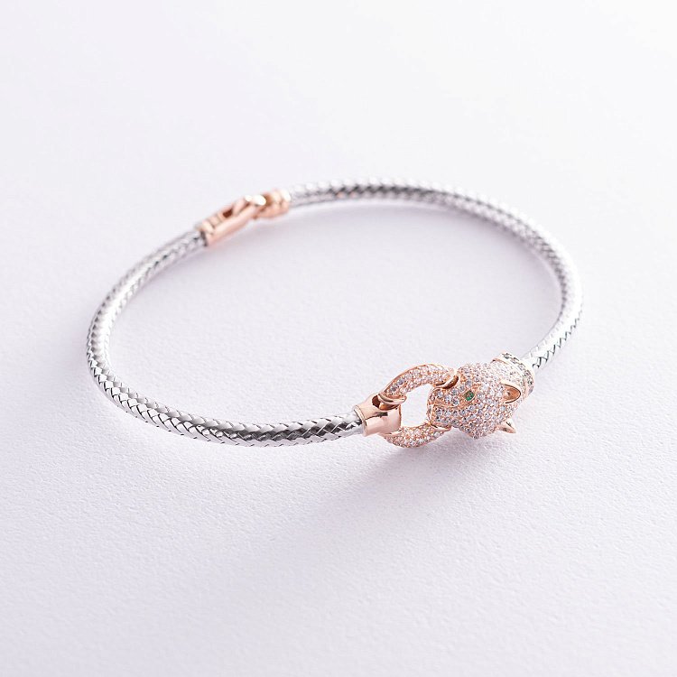 Золотий браслет "Пантера" (фіаніти) б02791 від ювелірного магазину Онікс