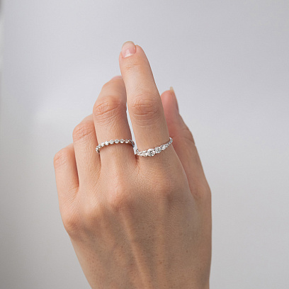 Золота каблучка з доріжкою діамантів кб0687ri №2