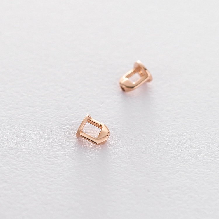 Серьги-пусеты "Капельки" в красном золоте 1.4*1.0 см с06314 от ювелирного магазина Оникс - 4