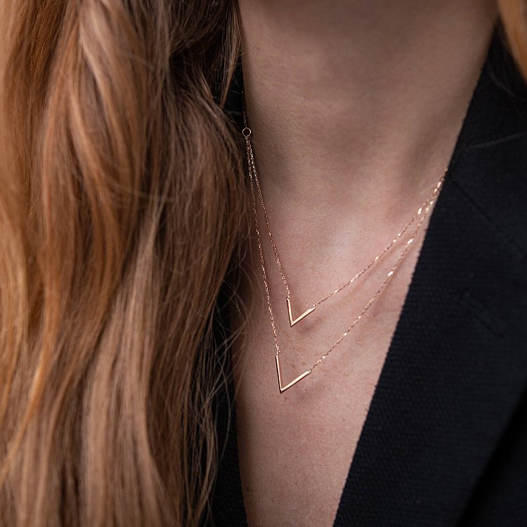 Подвійне кольє "Особливе" у червоному золоті кол02116 від ювелірного магазину Онікс - 5