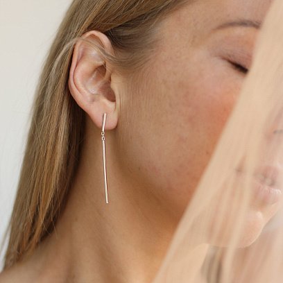 Срібні сережки - пусети в стилі мінімалізм 122586 №12